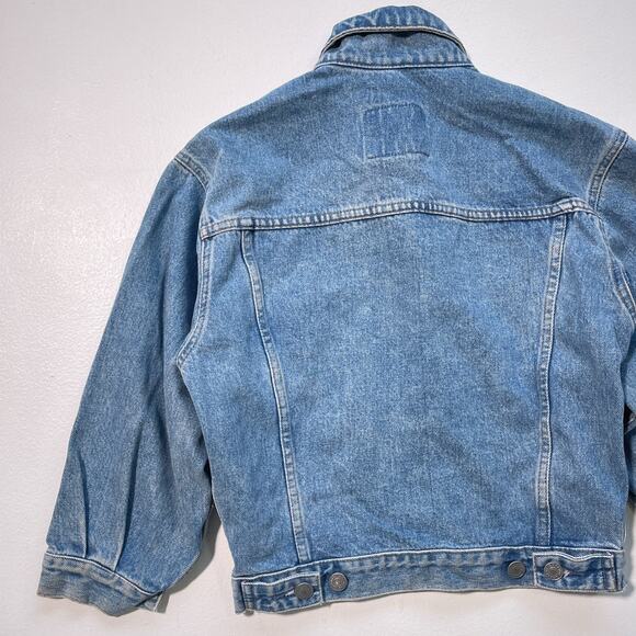 Vtg 90's GAP DENIM Blue Denim Cropped Jean Jacket / Sz M / Grunge Minimal - Picture 7 of 9